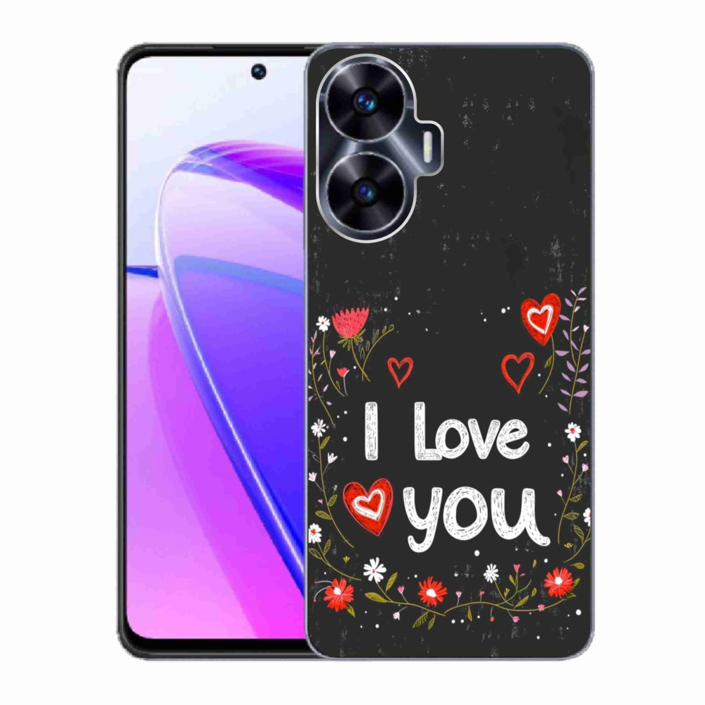 Gél borító mmCase a Realme C55 készülékhez - Szeretlek fekete háttérrel