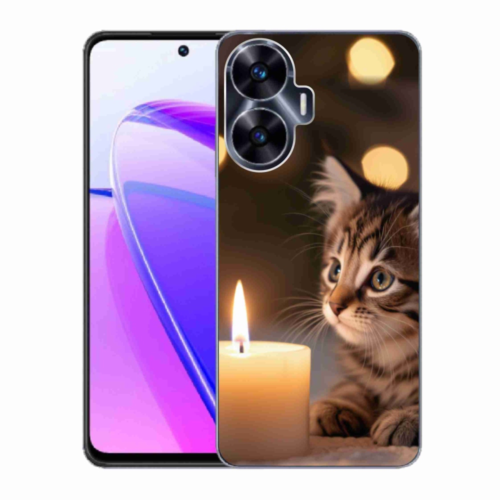 mmCase gél tok a Realme C55-hez – cica és gyertya