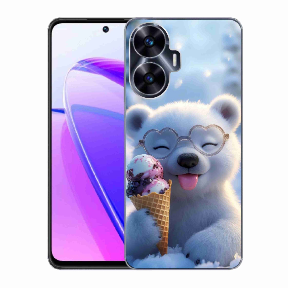 mmCase gél tok a Realme C55-hez – jégkrémet evő mackó