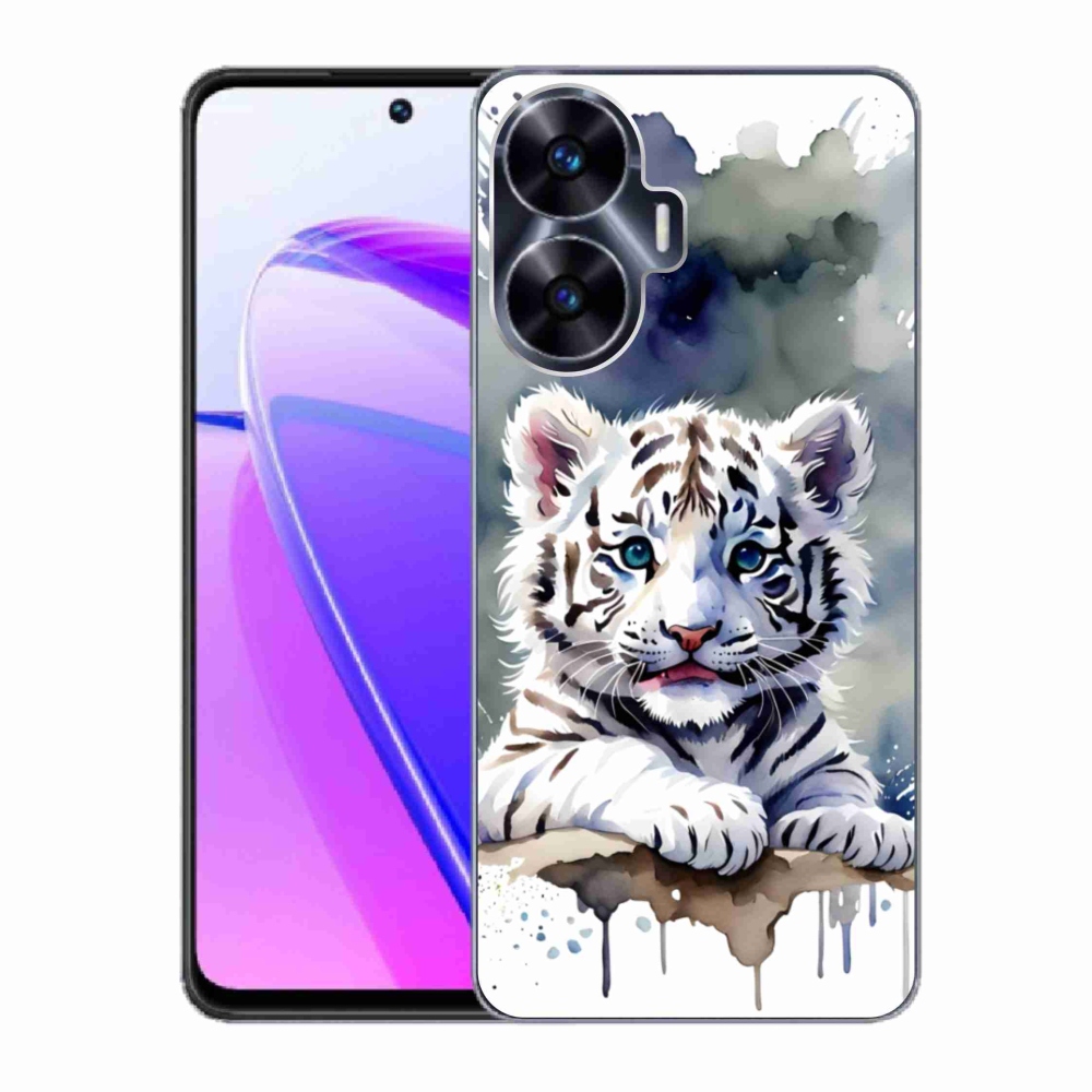 mmCase géltok a Realme C55-hez – fehér tigris kölyök