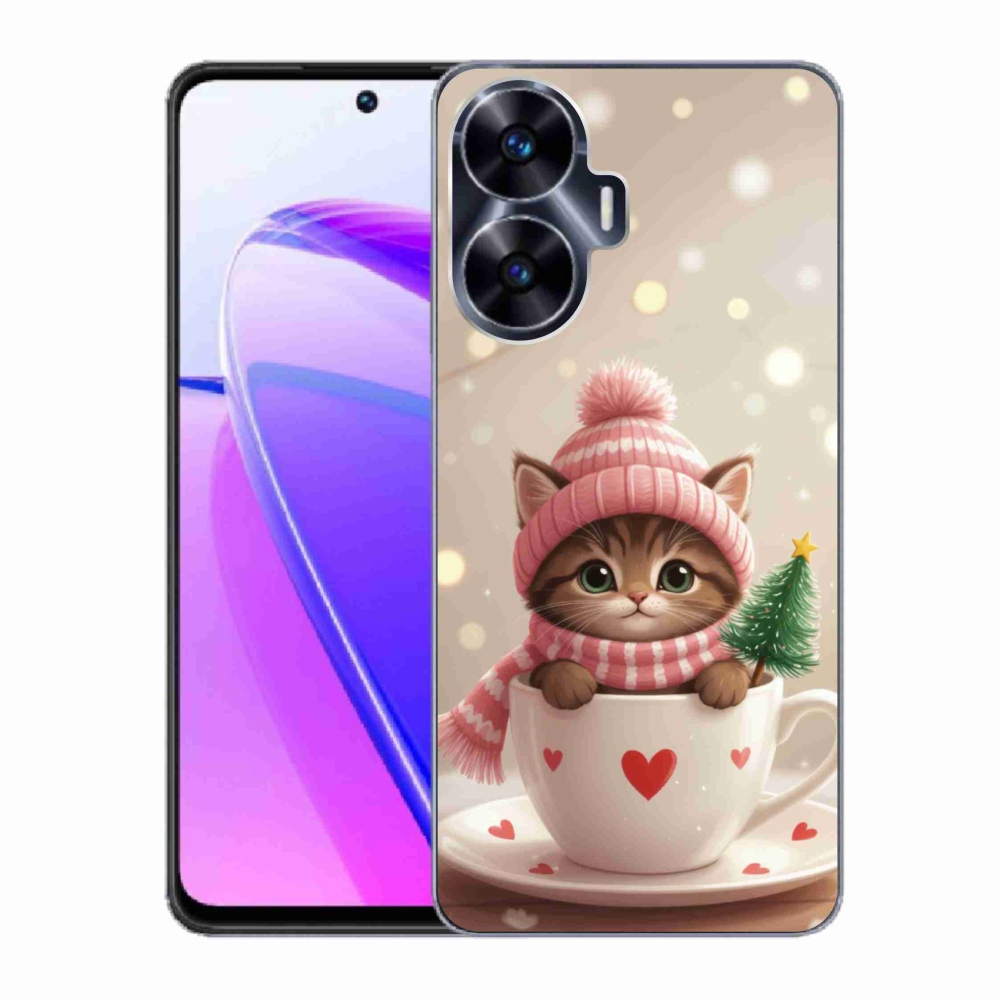 mmCase gél tok a Realme C55-hez – karácsonyi cica egy csészében
