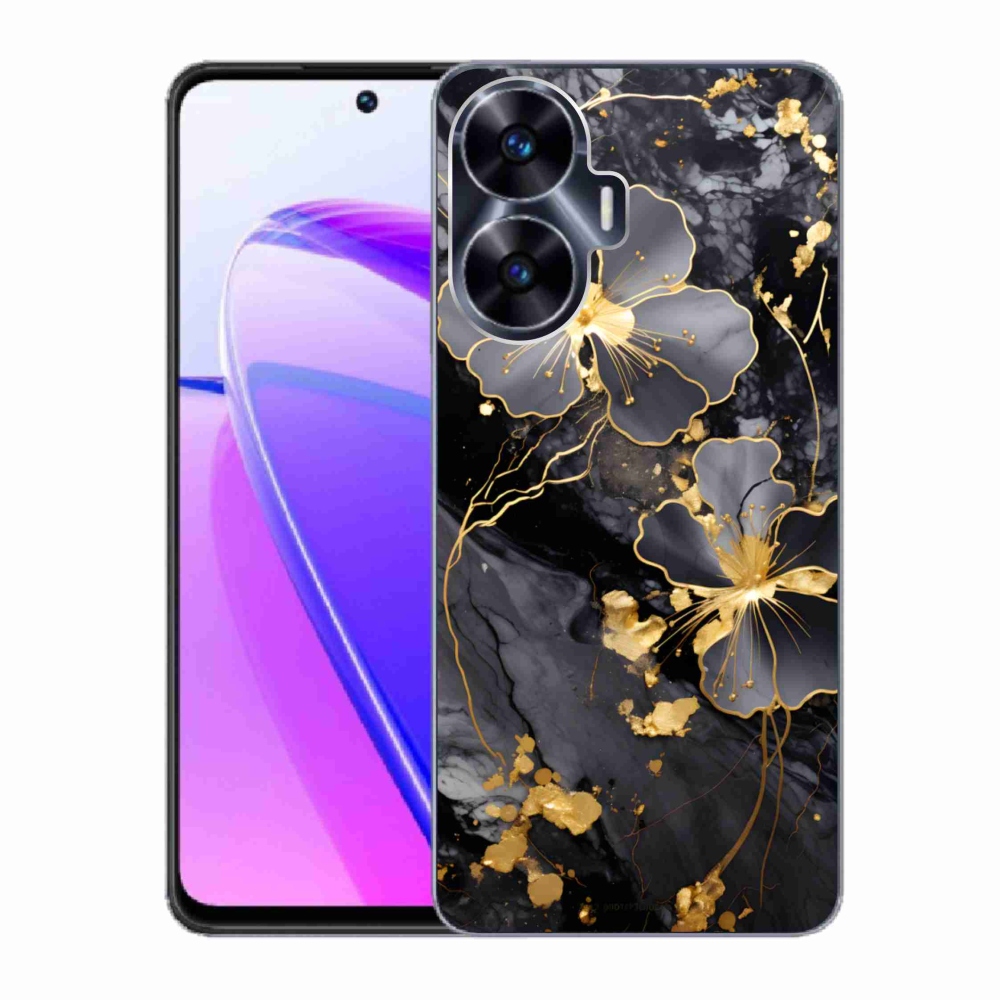mmCase gél tok a Realme C55-hez – arany virágok