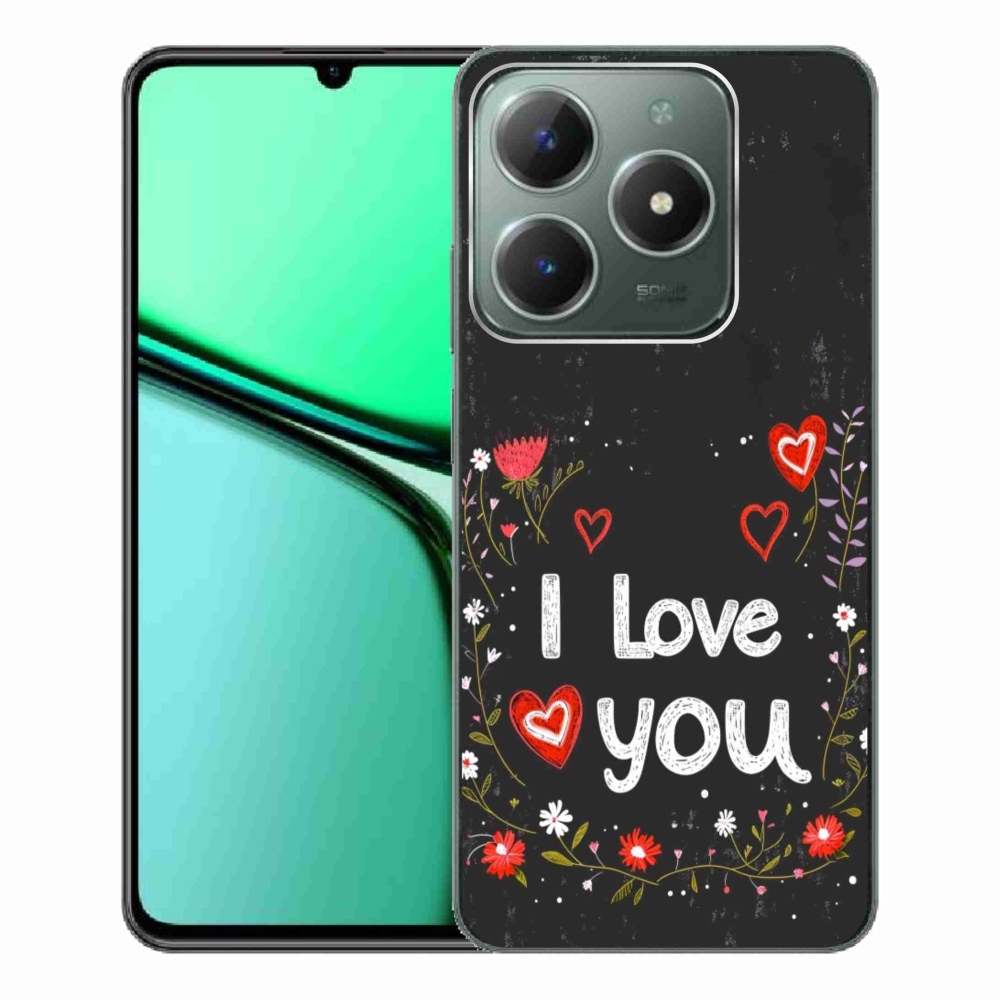 Gél borító mmCase a Realme C61 készülékhez - Szeretlek fekete háttérrel