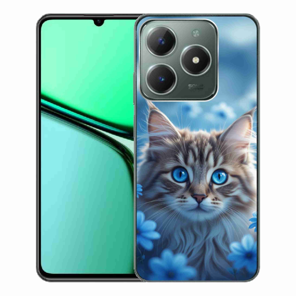 mmCase gél tok a Realme C61-hez – kiscica kék virágokkal