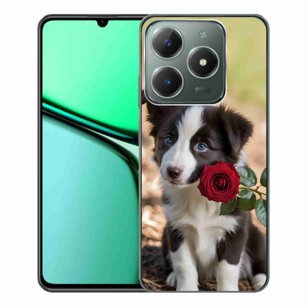 mmCase gél tok a Realme C61-hez – aranyos border collie rózsával