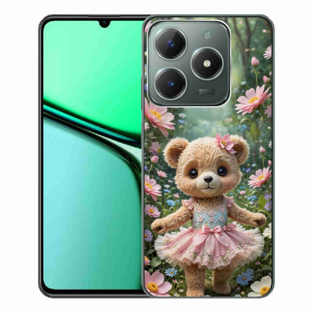 mmCase gél tok a Realme C61-hez – aranyos mackó virágok között