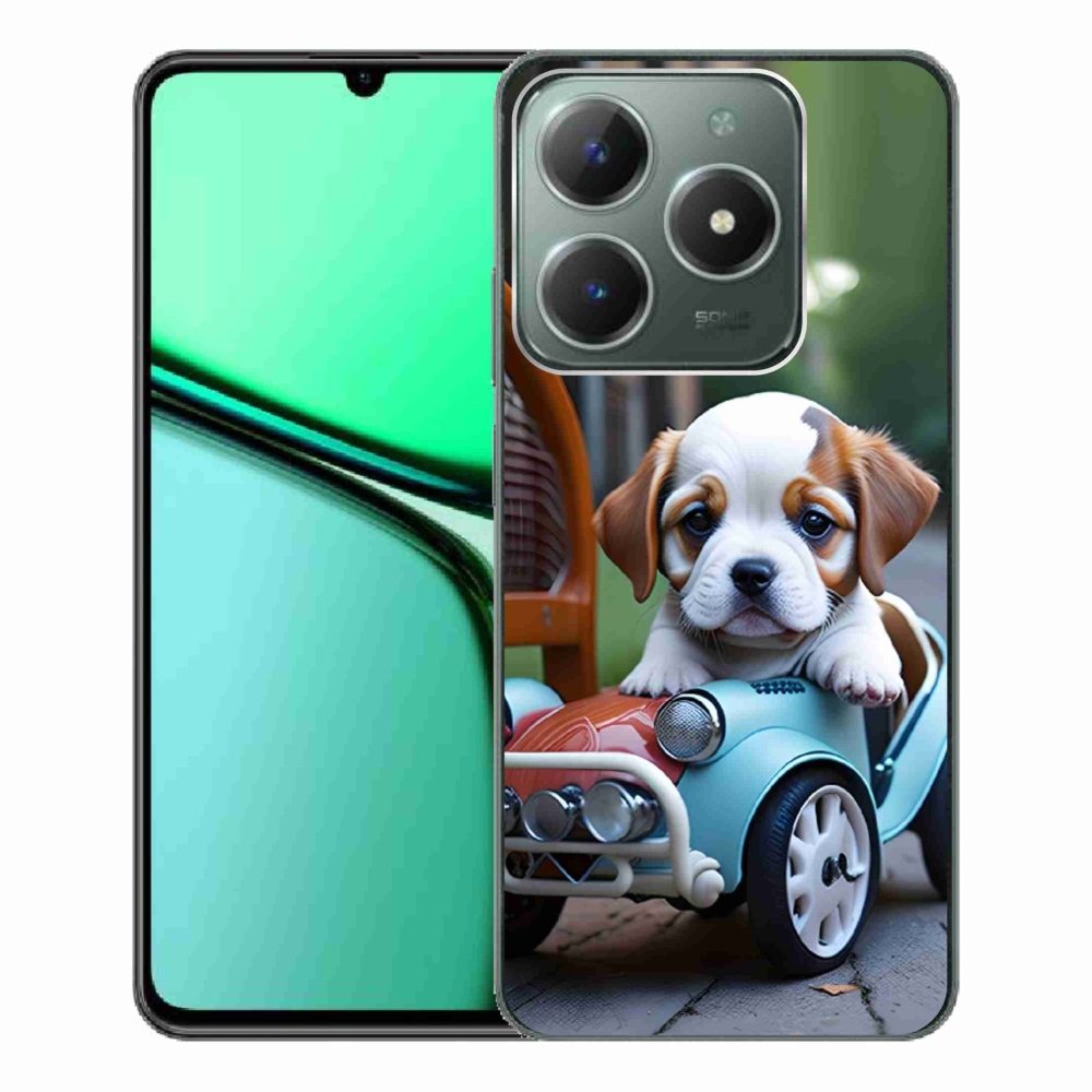mmCase géltok a Realme C61-hez – kiskutya retro autóban