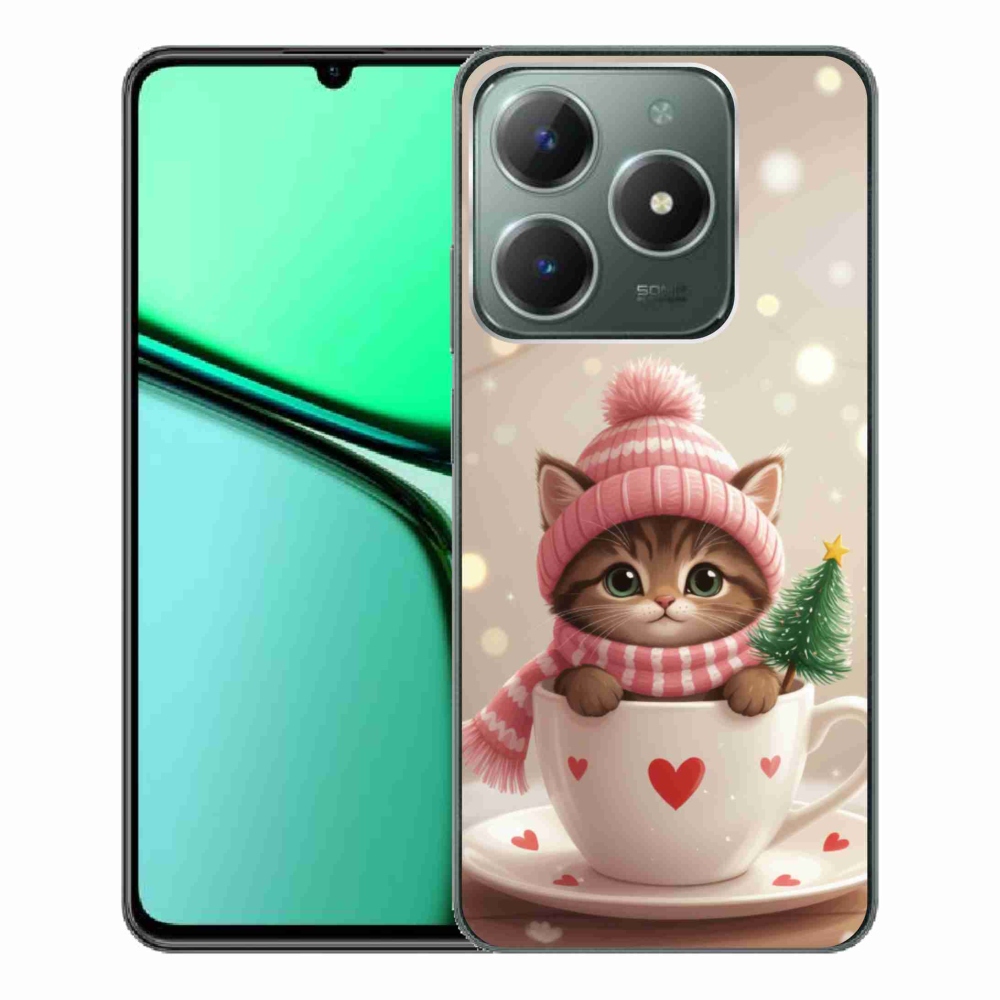 mmCase gél tok a Realme C61-hez – karácsonyi cica csészében