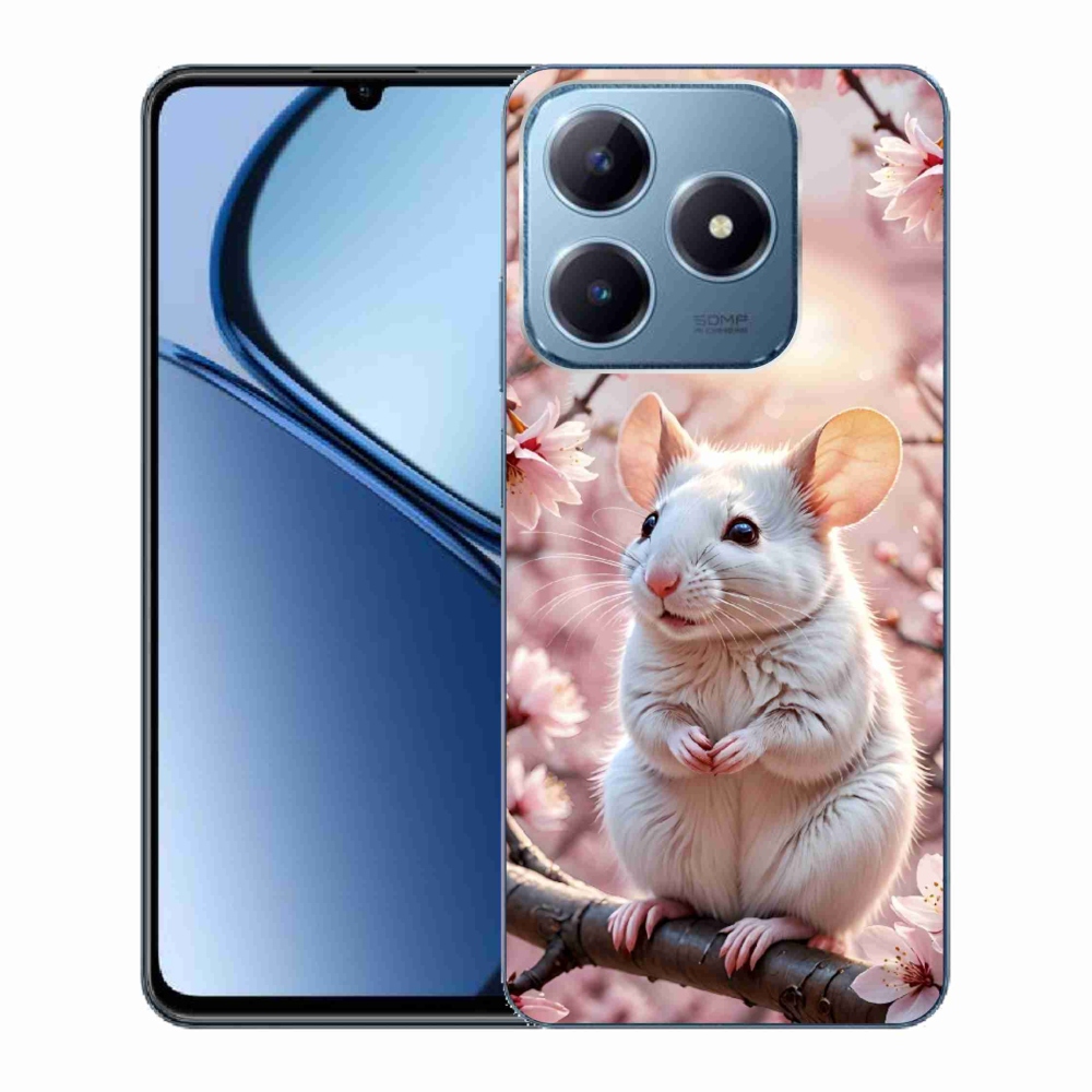 mmCase gél tok a Realme C63-hoz – fehér egér egy ágon