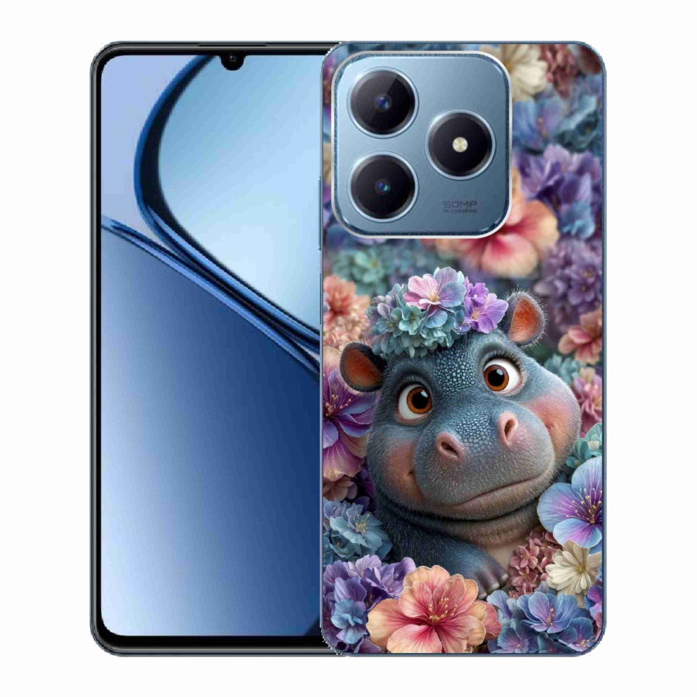 mmCase géltok a Realme C63-hoz – virágokkal díszített kis víziló