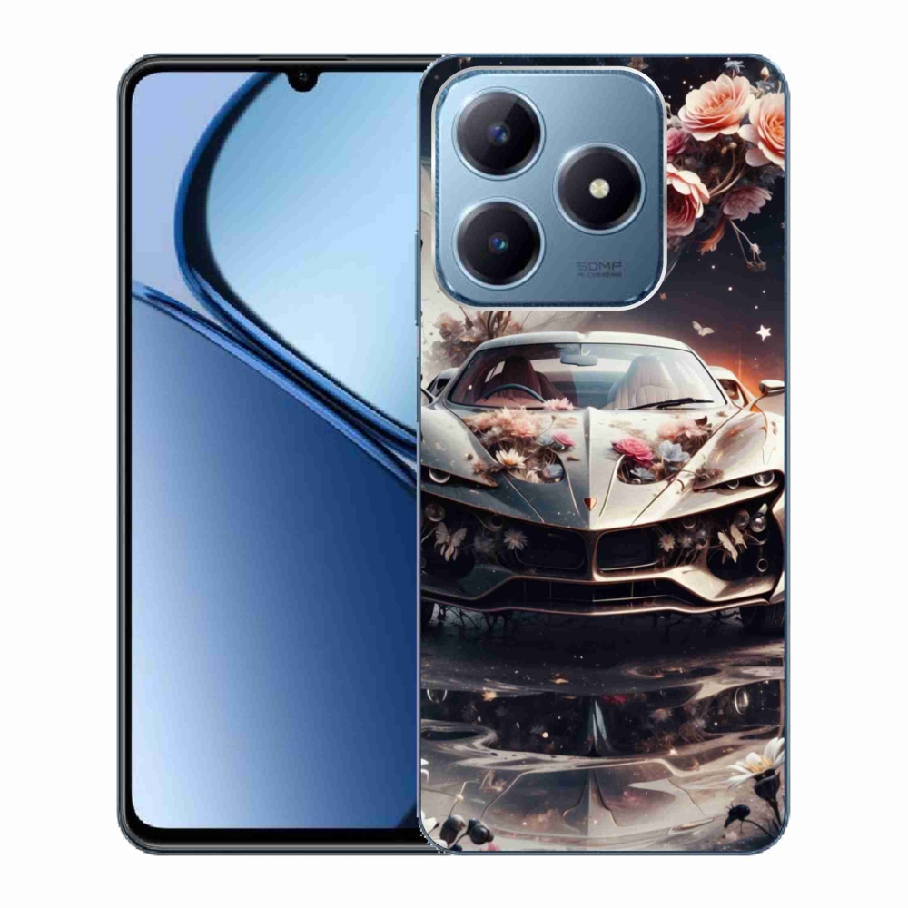 mmCase gél tok a Realme C63-hoz – virágos sportautó