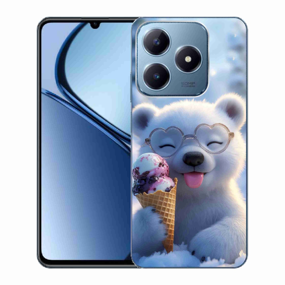 mmCase gél tok a Realme C63-hoz – jégkrémet evő mackó