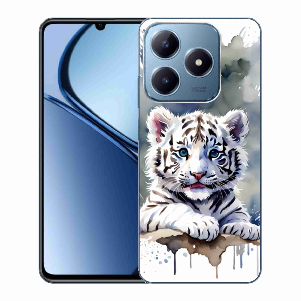 mmCase gélhuzat a Realme C63-hoz – fehér tigris kölyök