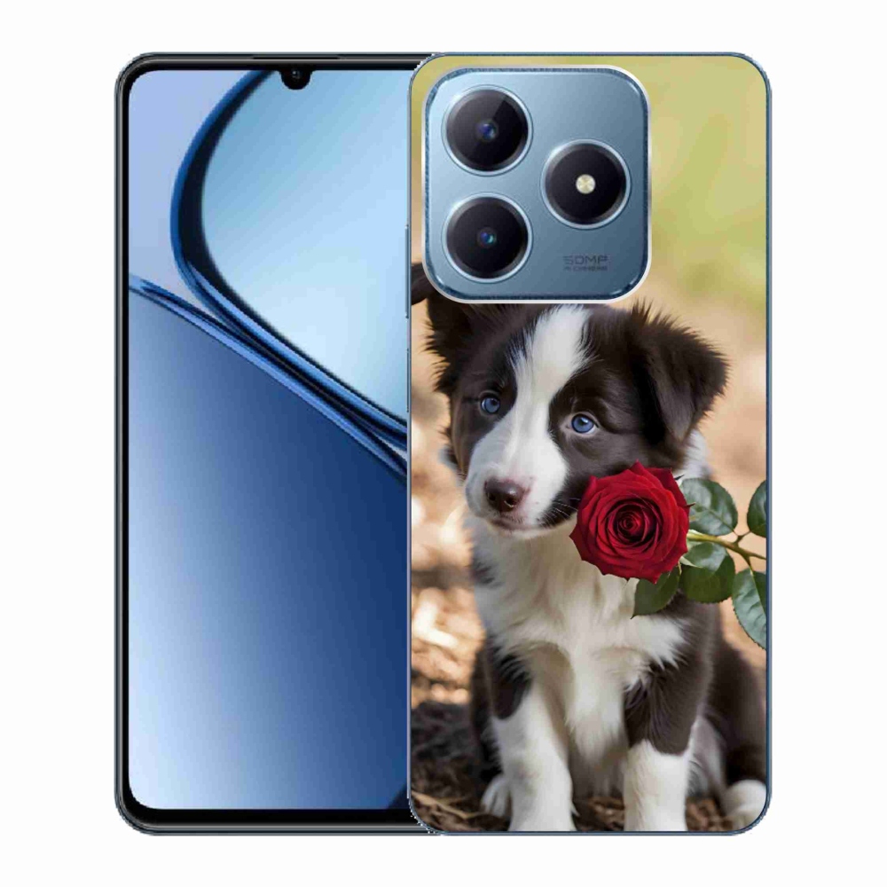 mmCase gél tok a Realme C63-hoz – aranyos border collie rózsával