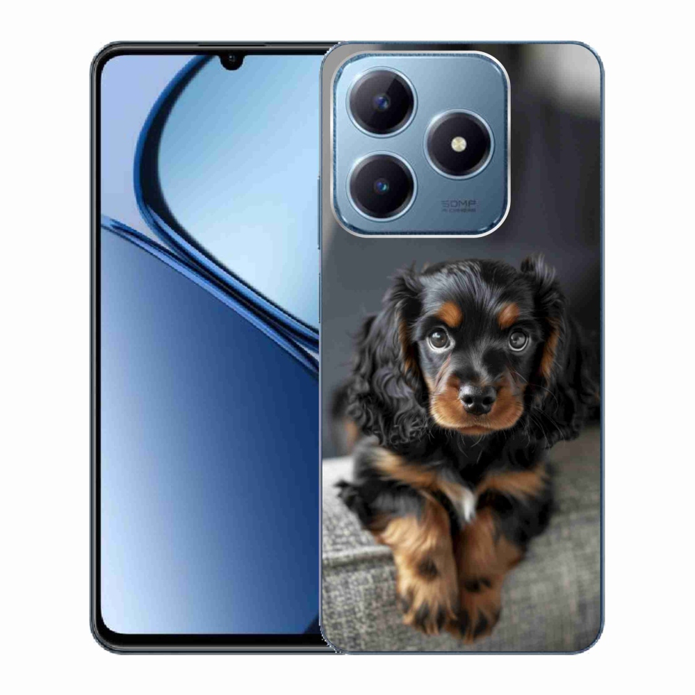 mmCase gél tok a Realme C63-hoz – aranyos, hosszúszőrű tacskó