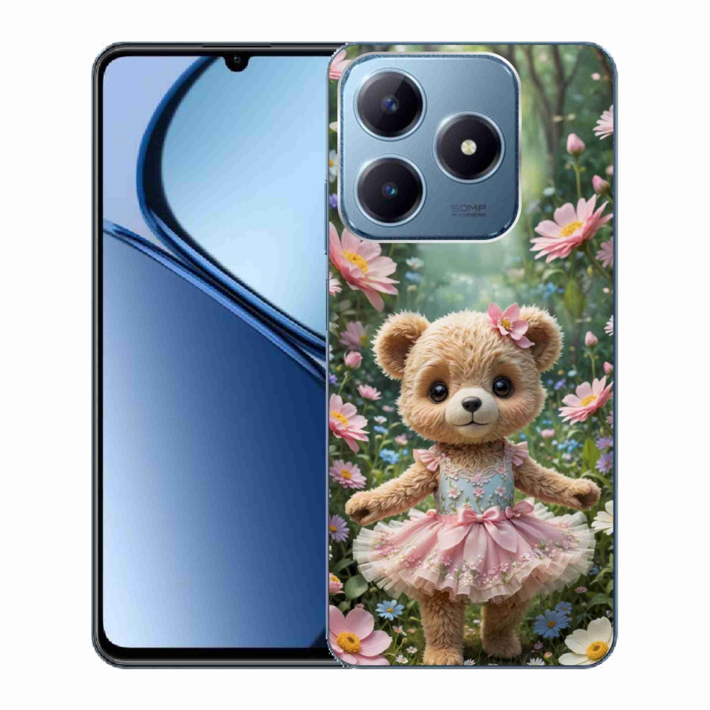 mmCase gél tok a Realme C63-hoz – aranyos mackó virágok között