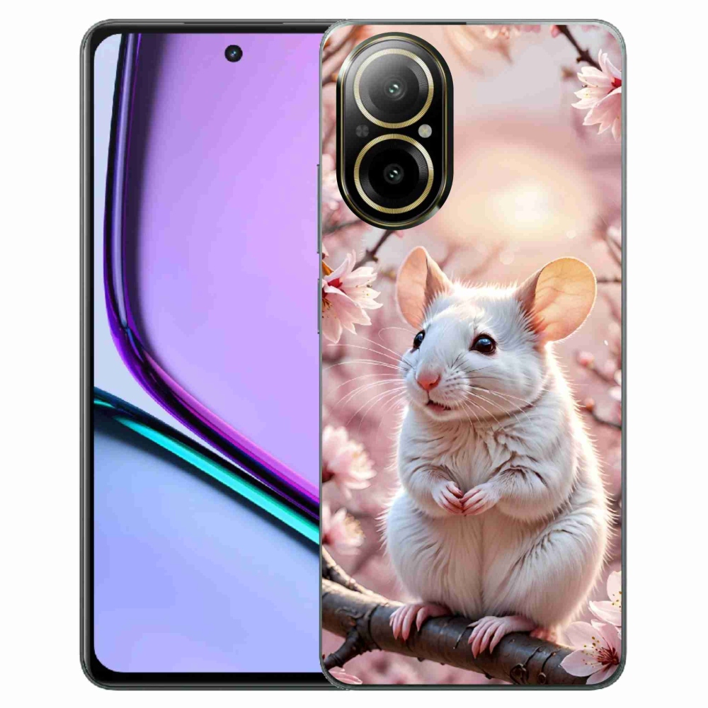 mmCase gélhuzat a Realme C67-hez – fehér egér egy ágon