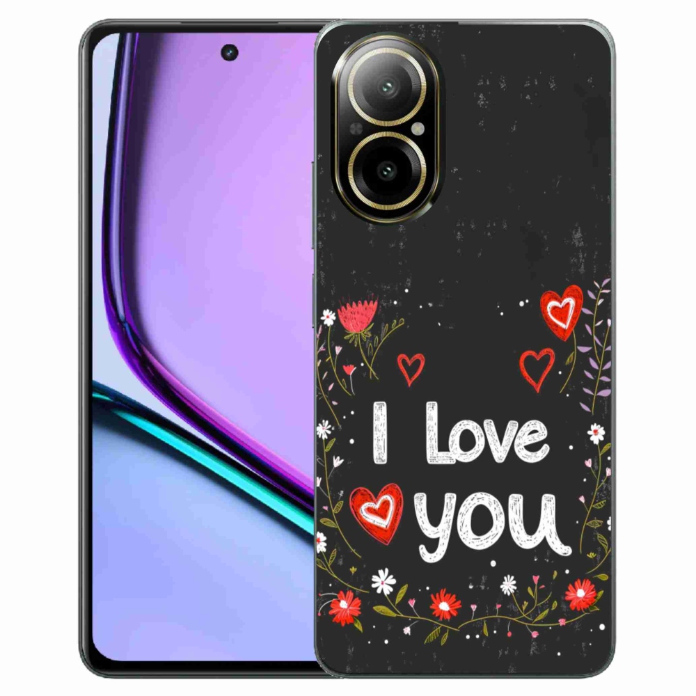 Gél borító mmCase a Realme C67 készülékhez - Szeretlek fekete háttérrel