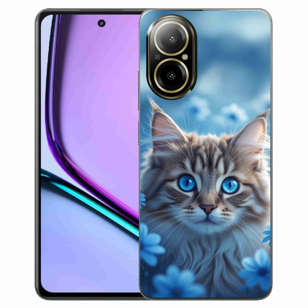 mmCase gél tok a Realme C67-hez – kiscica kék virágokkal