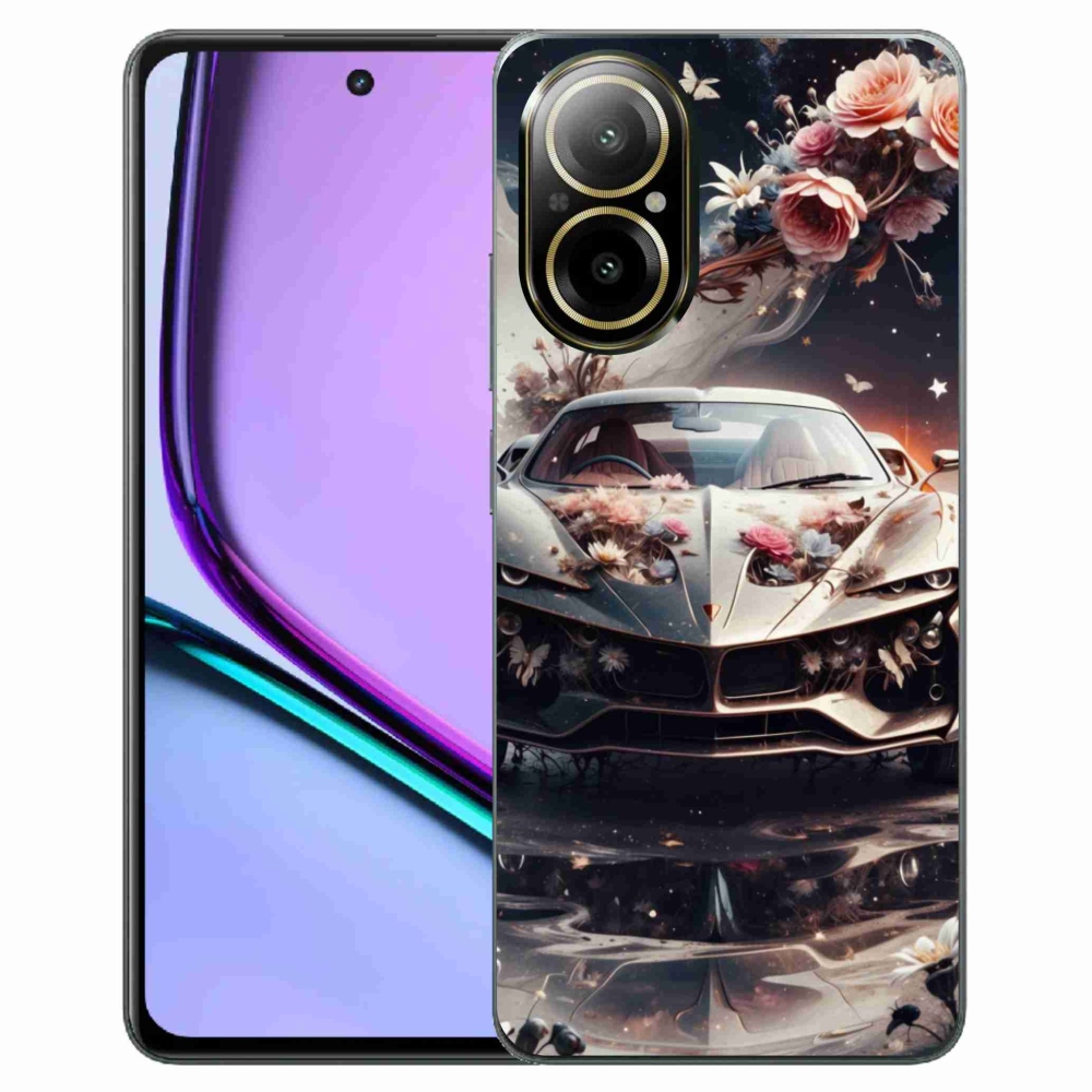 mmCase gélhuzat a Realme C67-hez – virágmintás sportautó