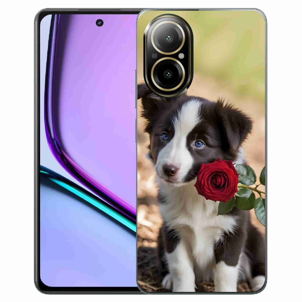 mmCase gél tok a Realme C67-hez – aranyos border collie rózsával