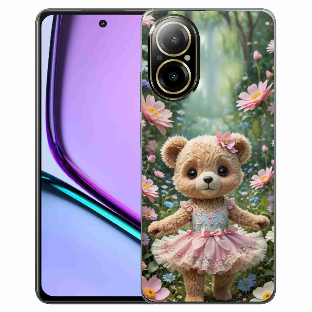mmCase gél tok a Realme C67-hez – aranyos mackó virágok között