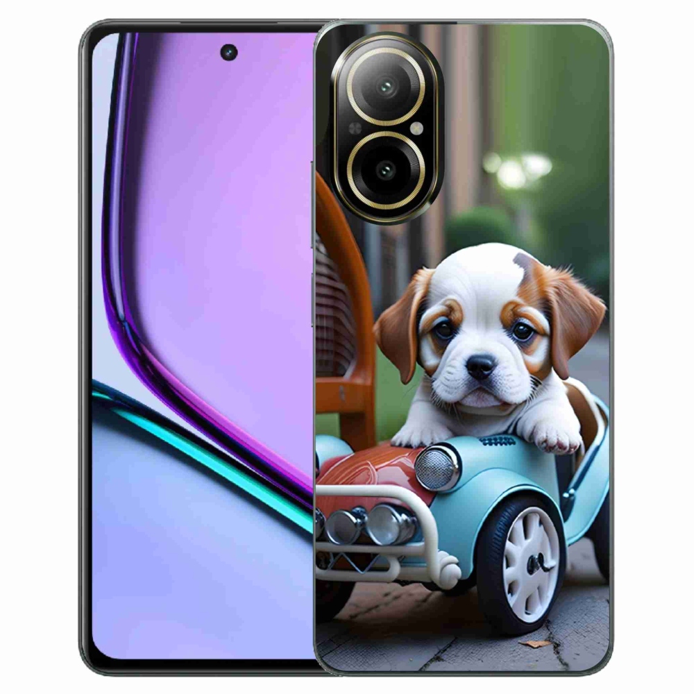 mmCase géltok a Realme C67-hez – kiskutya egy retro autóban