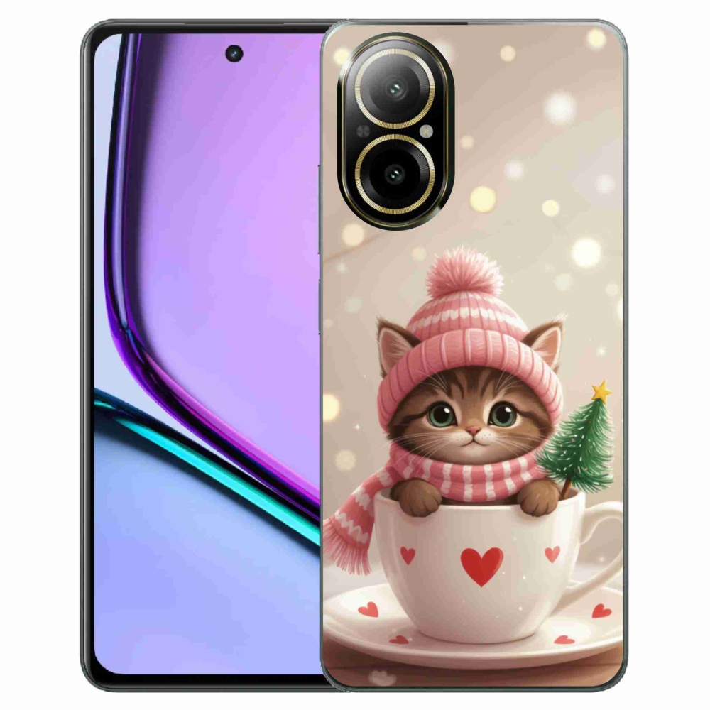 mmCase gél tok a Realme C67-hez – karácsonyi cica egy csészében