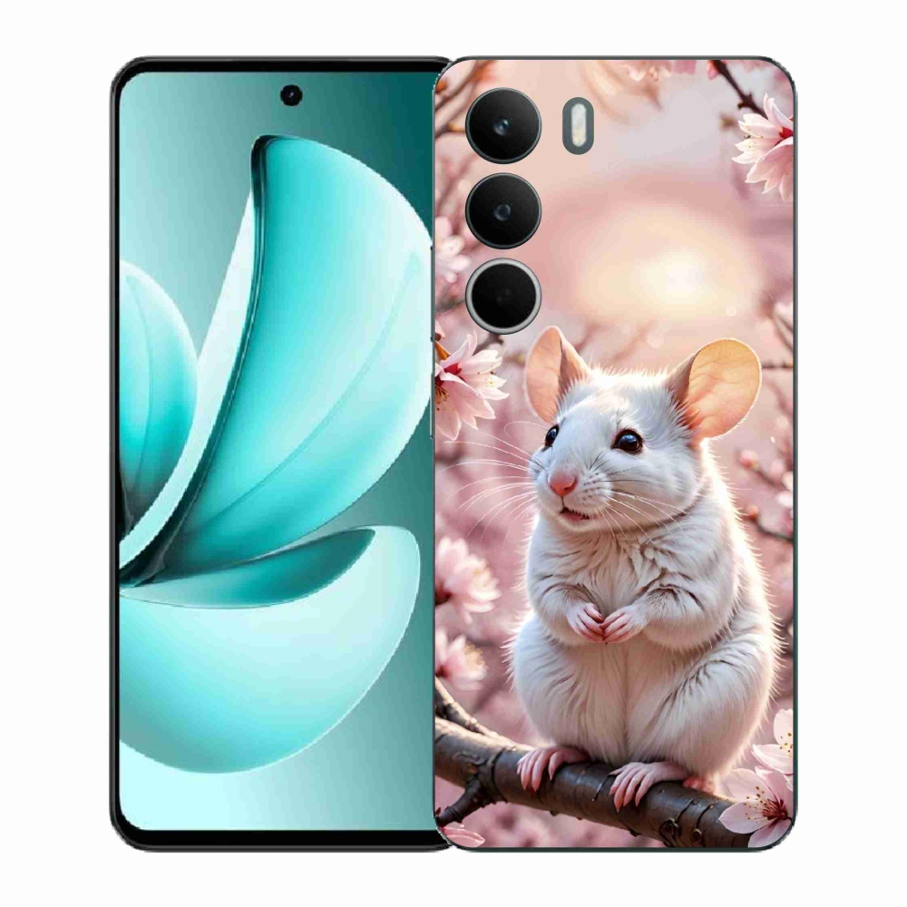 Zselés borítás mmCase a Realme C71 készülékhez - fehér egér ágon