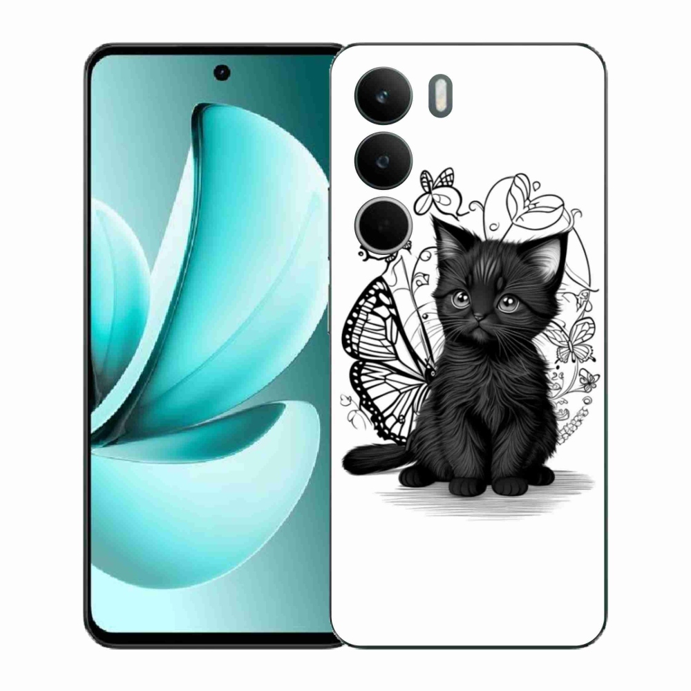 Gél borítás mmCase a Realme C71 készülékhez - fekete cica
