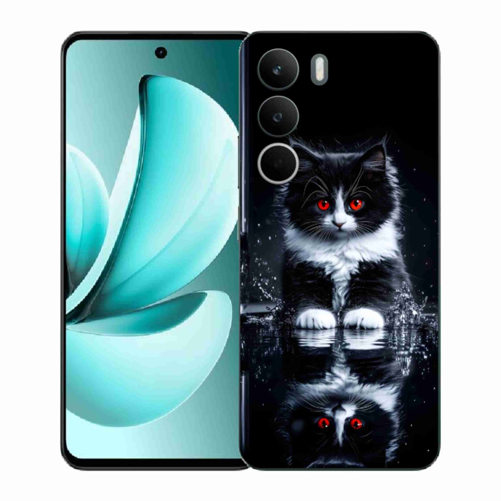 Gél borítás mmCase a Realme C71 készülékhez - fekete-fehér cica