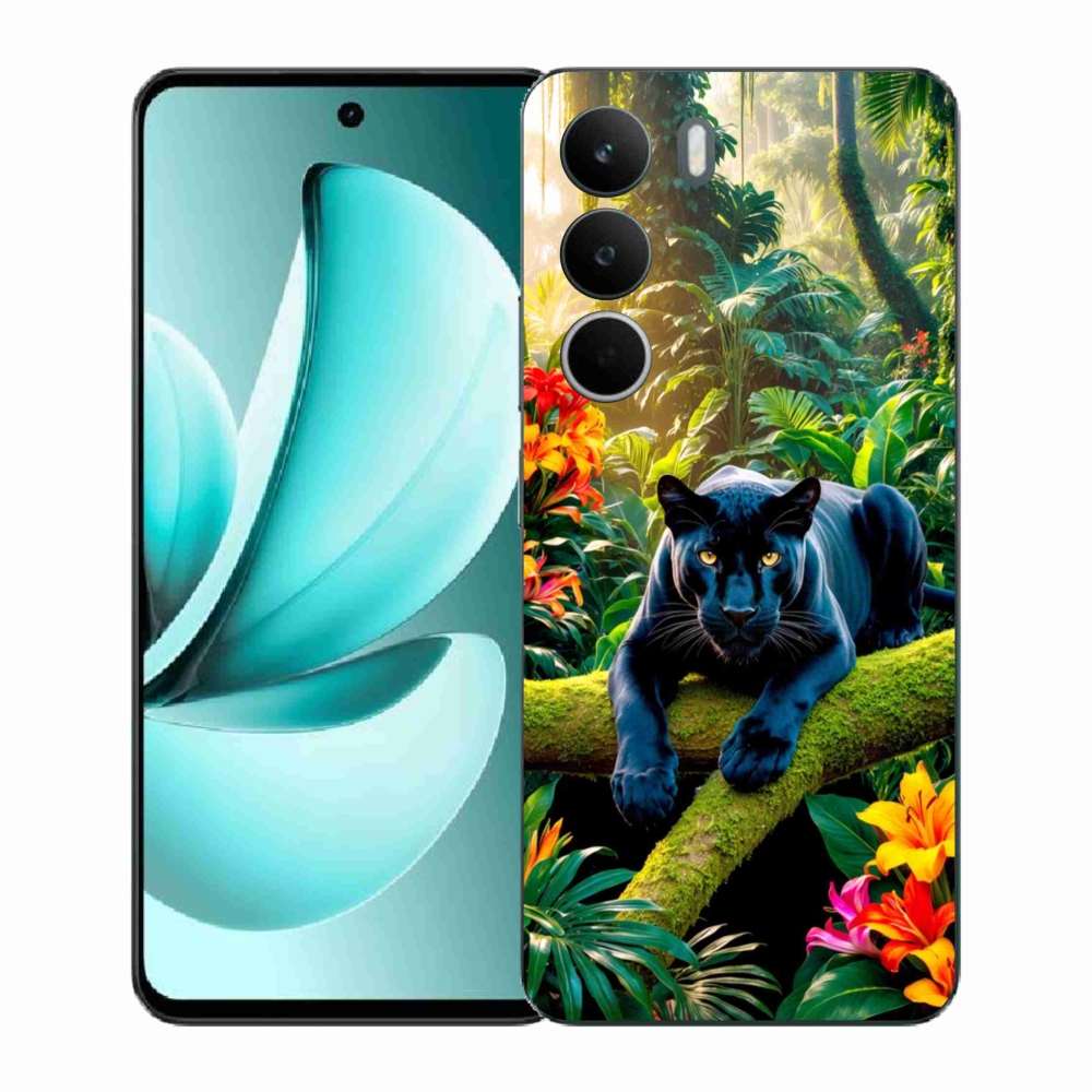 Gél borítás mmCase a Realme C71 készülékhez - fekete párduc a dzsungelben