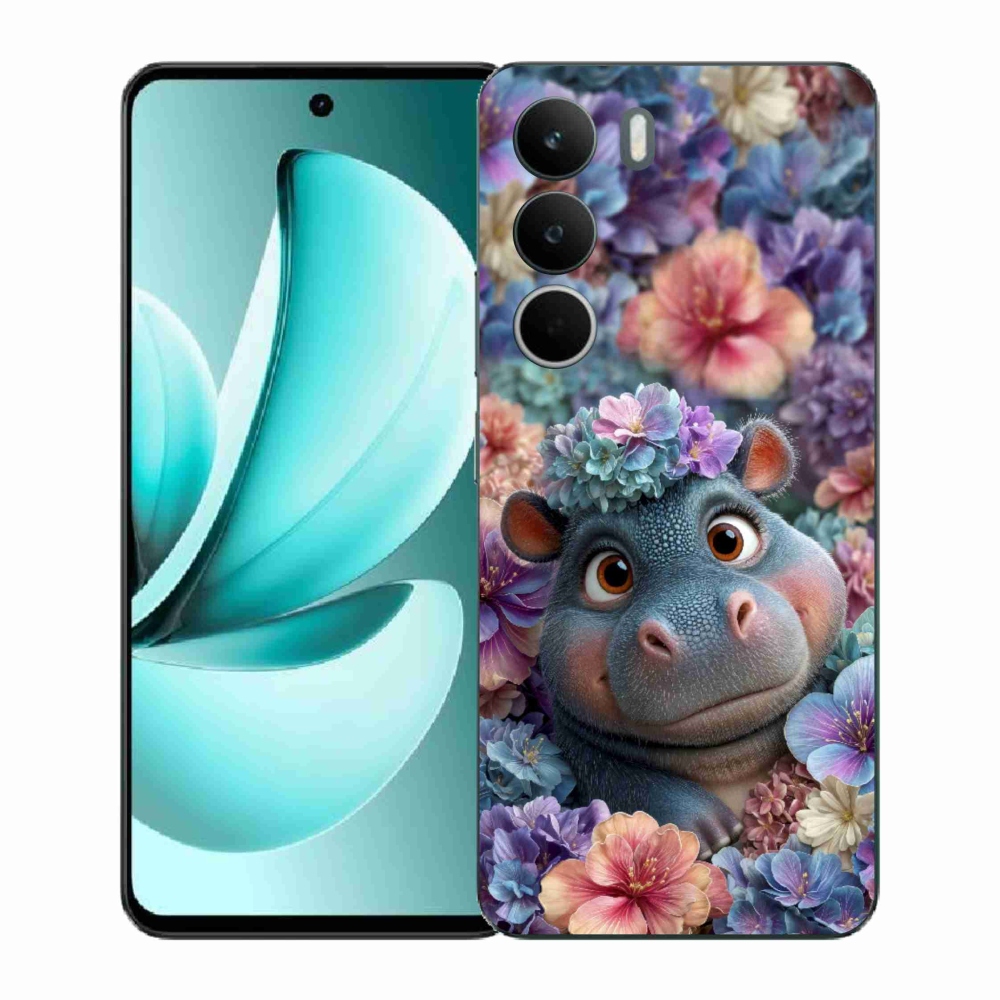 Zselés borító mmCase a Realme C71 készülékhez - víziló virágokban