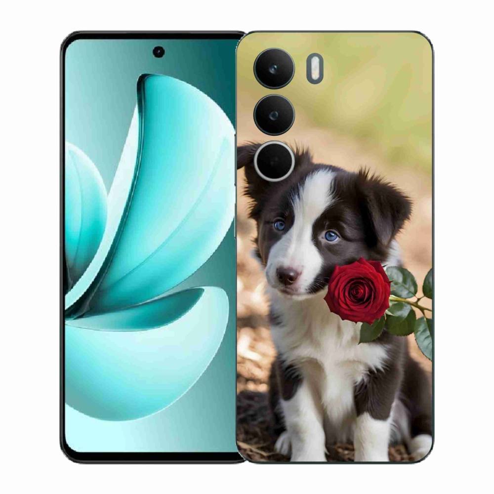 Gél borító mmCase a Realme C71 készülékhez - aranyos border collie rózsával