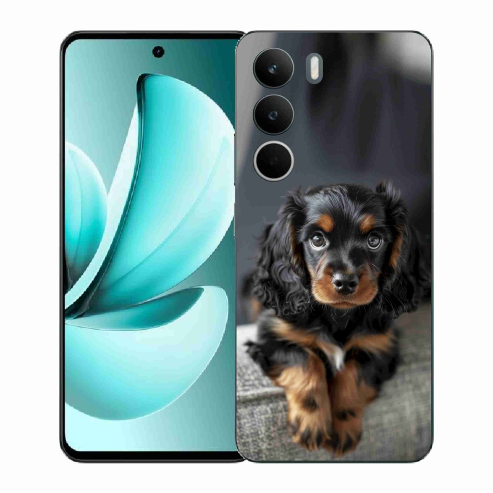 Gél borítás mmCase a Realme C71 készülékhez - aranyos hosszúszőrű tacskó