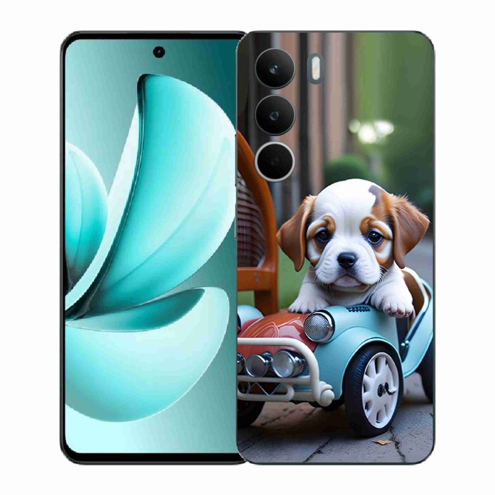 Gél borítás mmCase a Realme C71-hez - kiskutya a retro autóban