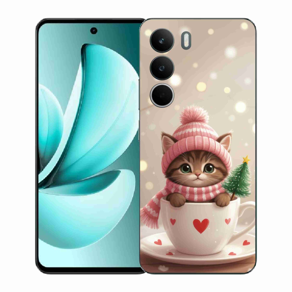Gélborítás mmCase a Realme C71 készülékhez - Karácsonyi cica a csészében