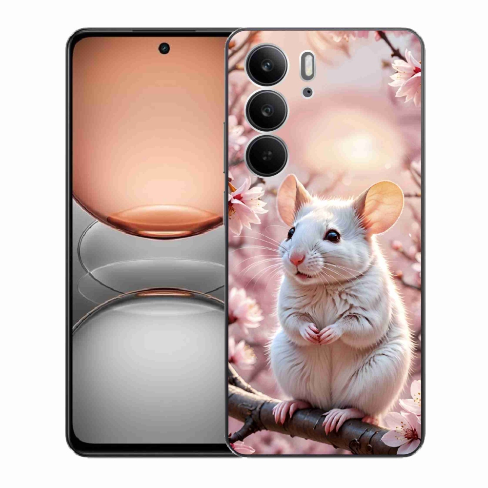 mmCase gél tok a Realme C75-hez – fehér egér egy ágon