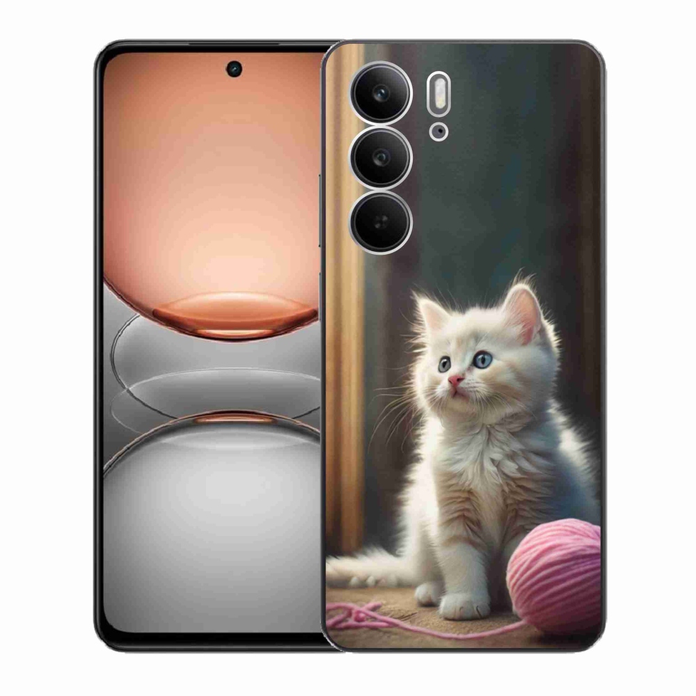 Gél borítás mmCase a Realme C75 készülékhez - fehér cica 2