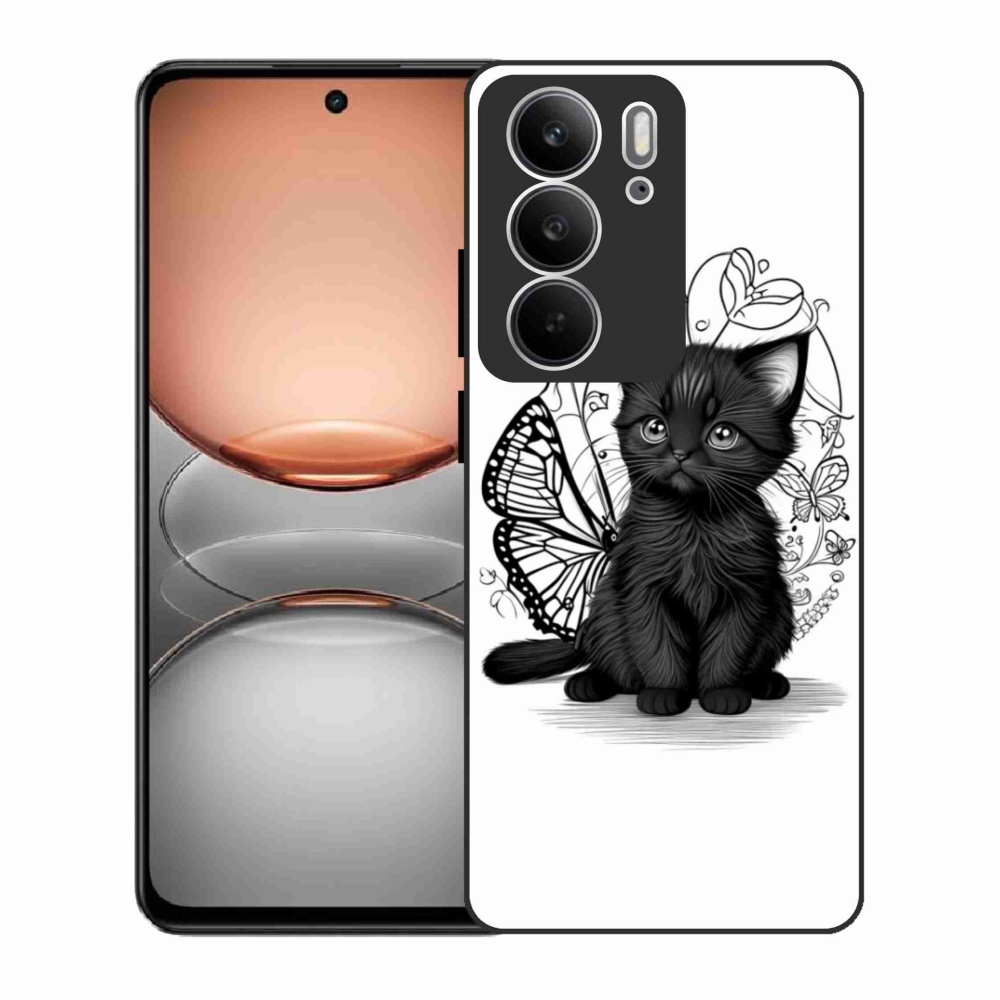 Gél borítás mmCase a Realme C75 készülékhez - fekete cica