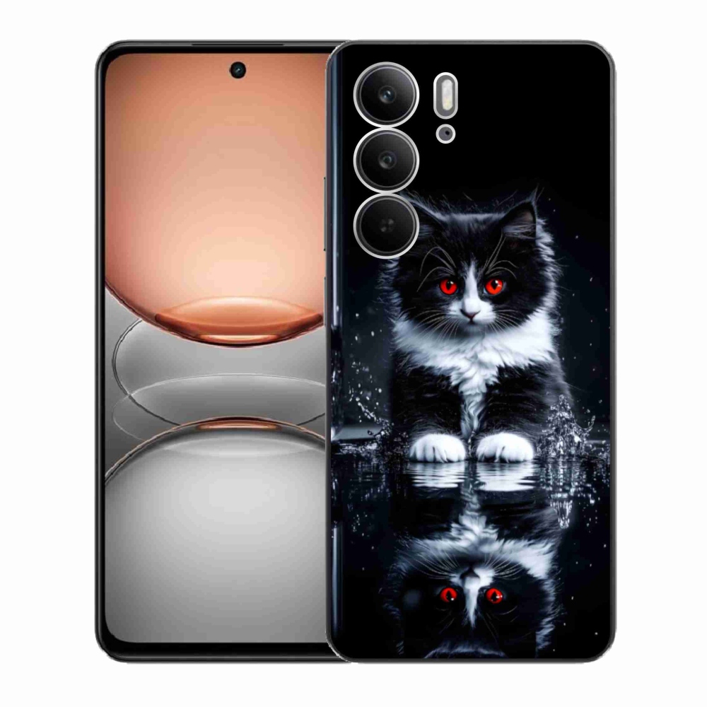 Gél borítás mmCase a Realme C75 készülékhez - fekete-fehér cica