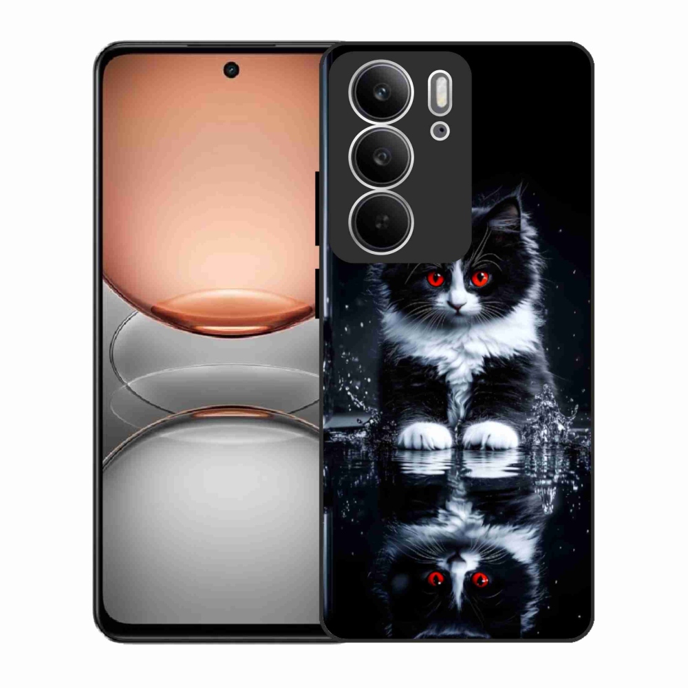 Gél borítás mmCase a Realme C75 készülékhez - fekete-fehér cica