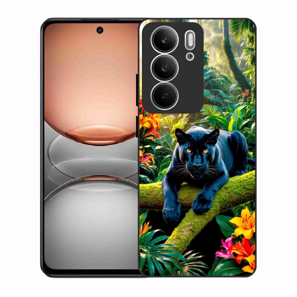 Gél borítás mmCase a Realme C75 készülékhez - fekete párduc a dzsungelben