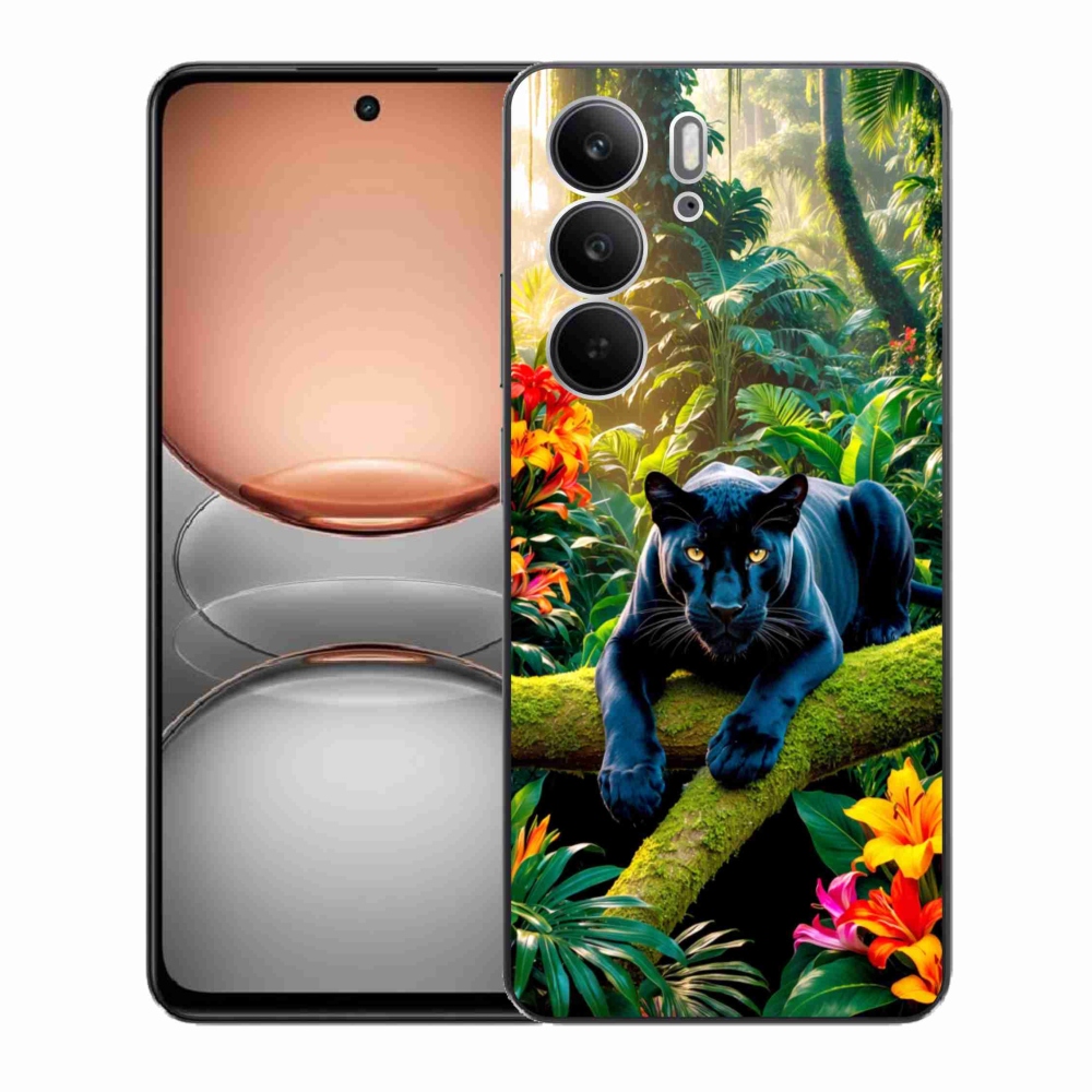 Gél borítás mmCase a Realme C75 készülékhez - fekete párduc a dzsungelben