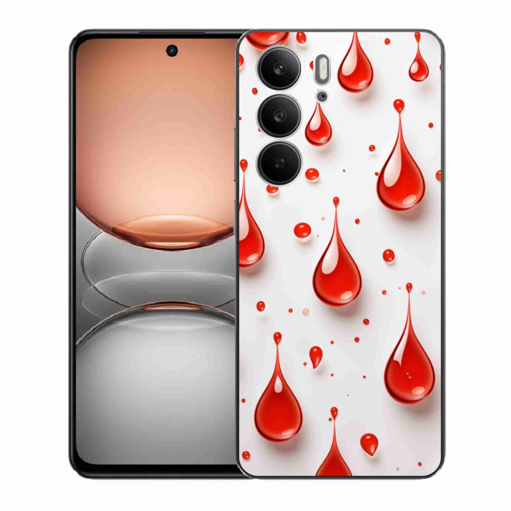 Zselés borító mmCase a Realme C75 készülékhez - piros cseppek
