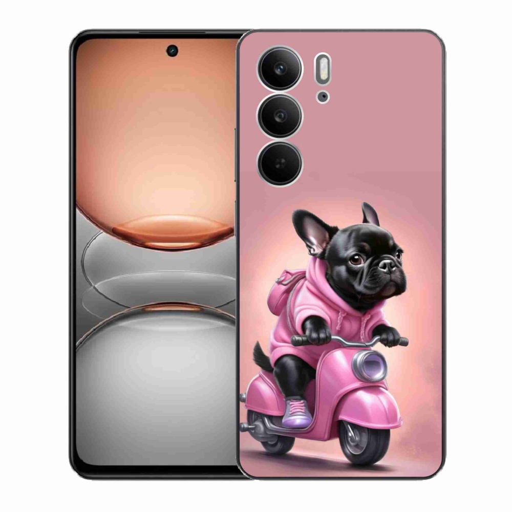 Gél borítás mmCase a Realme C75-hez - Francia bulldog a robogón