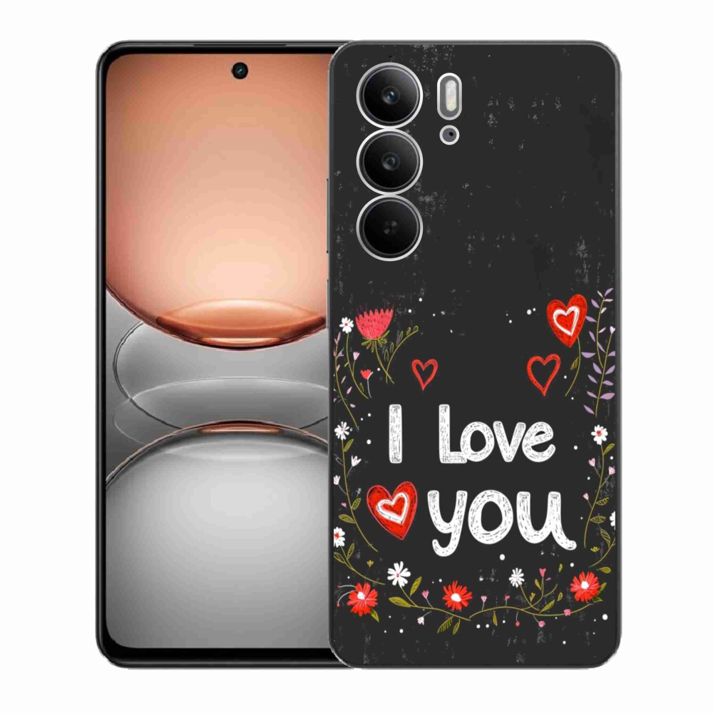 Gél borító mmCase a Realme C75 készülékhez - Szeretlek fekete háttérrel
