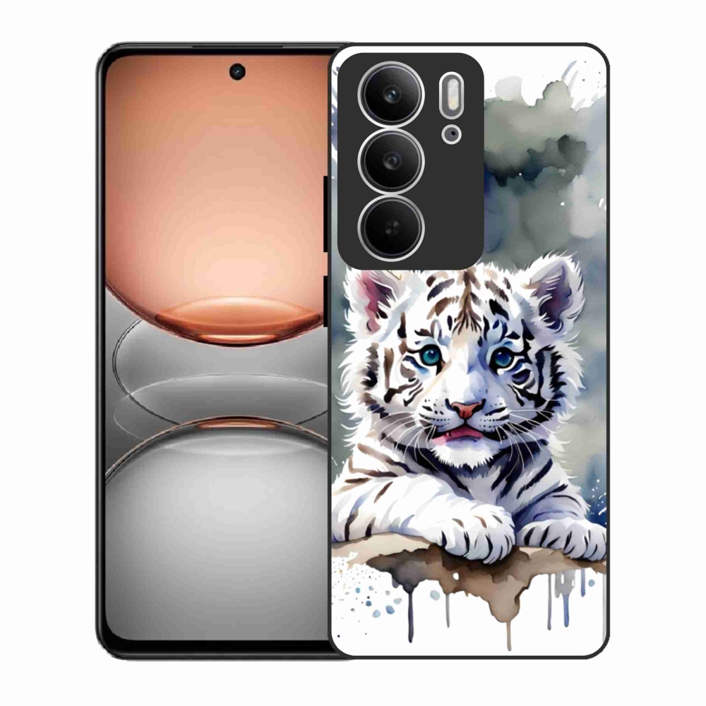 Gél borítás mmCase a Realme C75 készülékhez - fehér tigriskölyök