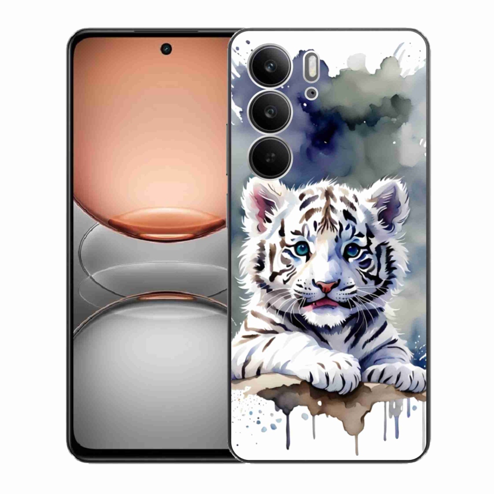Gél borítás mmCase a Realme C75 készülékhez - fehér tigriskölyök