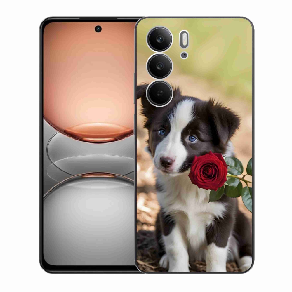 mmCase gél tok a Realme C75-hez – aranyos border collie rózsával